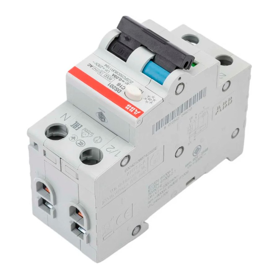 Диффавтомат 1P+N DS201 C16 AC30, 16А, 30mA, тип AC, 6kA (хар-ка C) ABB, 2CSR255080R1164