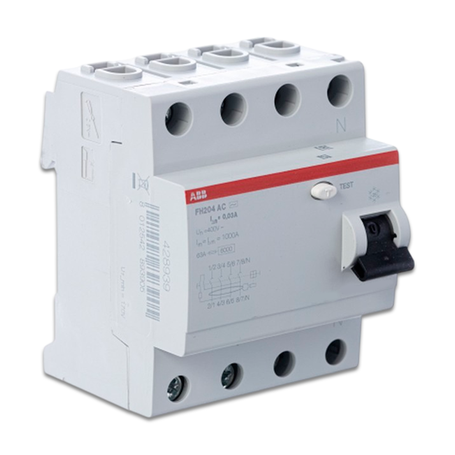 Блок утечки тока 4-полюсный FH204 AC-25/0,03, 25А, 30mA (УЗО) ABB, 2CSF204004R1250